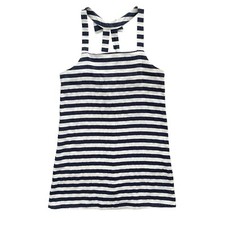 BDG Urban Outfitters Women’s L Navy Cream Stripe Sleeveless Bow Back Shift Dress