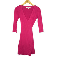 Diane Von Furstenberg Pink Long Sleeve Julian Wrap Dress Size 0 A-line V-neck