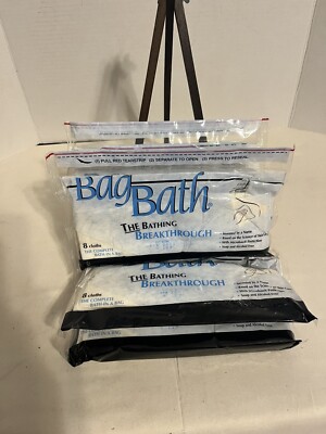 Vintage NEW Lot Of (5) Bath Bags 8 Cloths In each Sealed Unopened Bag.