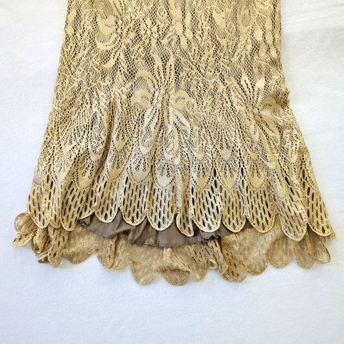 2PC Set: Damianou Lace Crochet Gold Metallic Whimsigoth Maxi Dress+Jacket Sz M - Picture 7 of 16