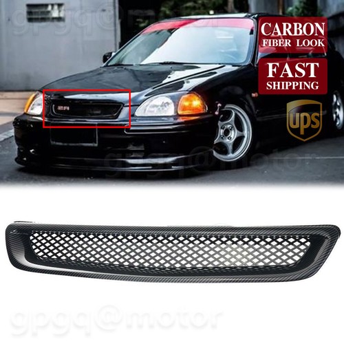 For Honda Civic EJ/EK 96-98 JDM Type R Carbon Fiber Mesh ABS Front Hood ...