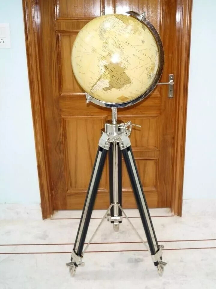 Timeless Exploration Antique World Globe With Tripod Stand Home Deocr