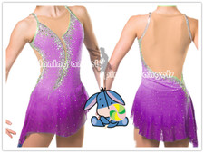 Purple Ice Figure Skating Dress/Dance/Baton Twirling costume Outfit Custome