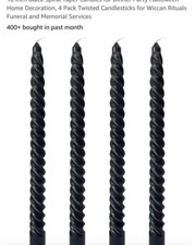 10 Inch Black Spiral Taper Candles, Unscented Dripless Candlesticks