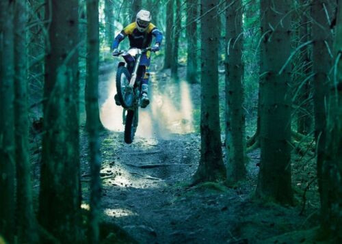 Motocross off road Bike Forest Jump Wall Art Print Poster Home room Decoration - Picture 1 of 4
