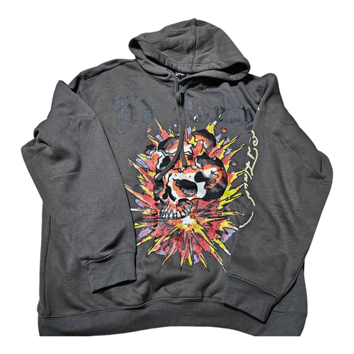 Ed Hardy Pullover Hoodie Mens- Snake and Dagger - Grey- XXL - Picture 4 of 8