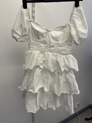 white crinkle cup detail tiered skirt skater dress White Crinkle Cup Detail Tiered Skirt Skater Dress Plt