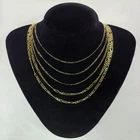 14K Solid Yellow Gold Necklace 2/2.5/4.2mm Figaro Chain Link +Lobster Claw Clasp