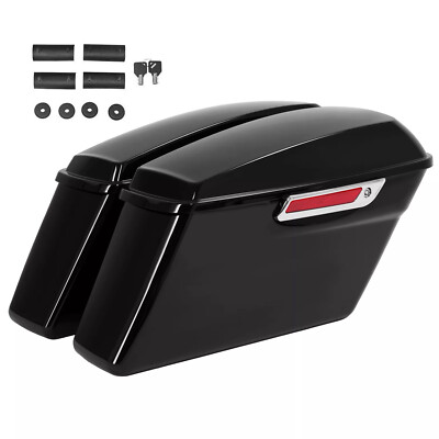 Vivid Black Hard Saddle Bags Saddlebag  For Harley Touring Road Glide 1993-2013