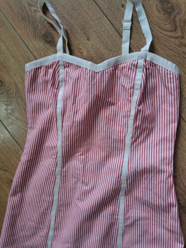 Lk bennett sweetheart neck strappy striped short fitted dress womens size 10 - Picture 5 of 9