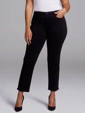 NYDJ Curves 360 Slim Straight Leg Ankle Jeans Black NWT 109