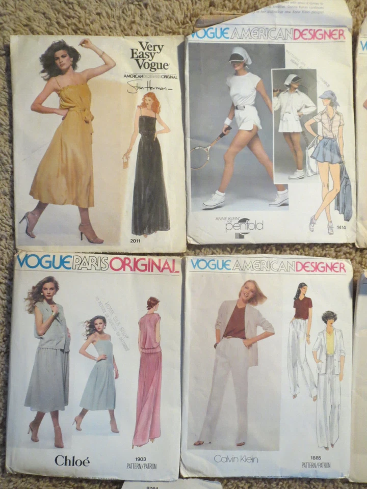 12 Lot Vintage 70s 80s Patterns Vogue Calvin Klein, Chloe, Stan Herman Size 10 - Image 2 of 4