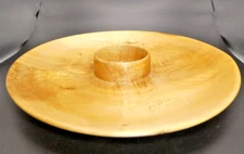 Handmade Wooden  Maple Hand turned Chip and Dip plate, One of a kind