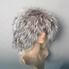 Genuine Women Hat Beanies Caps Fluffy Real Fox Farm Fur Hats Fashion Furry Party