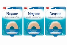 3 Pack 3M Nexcare First Aid Tape Waterproof Easy Tear 1 in x 5 yd 1ct Each