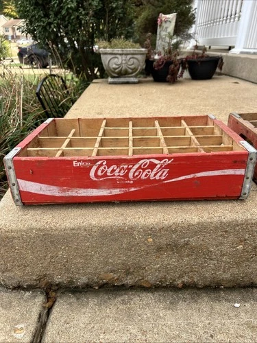 Coca-Cola Red Wooden Bottle Crate 24 Slot Carrier Coke Box Vintage