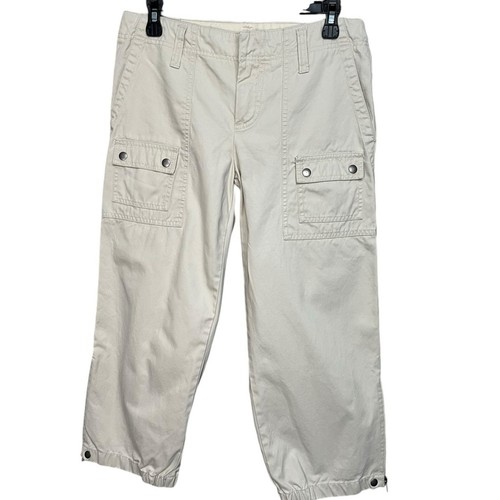 GAP Y2K Drawstring Tan Cropped Cotton Cargo Pants Women’s Size 6