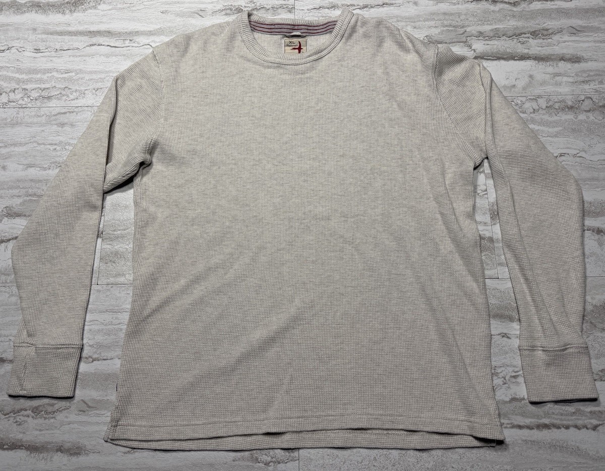 Relwen Sweater Mens XL Off White Waffle Knit Bi-Waffle Thermal 