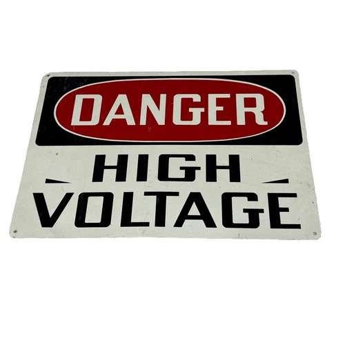 Vintage Danger High Voltage 10"x14" Metal Sign Industrial Shop Clean !!!