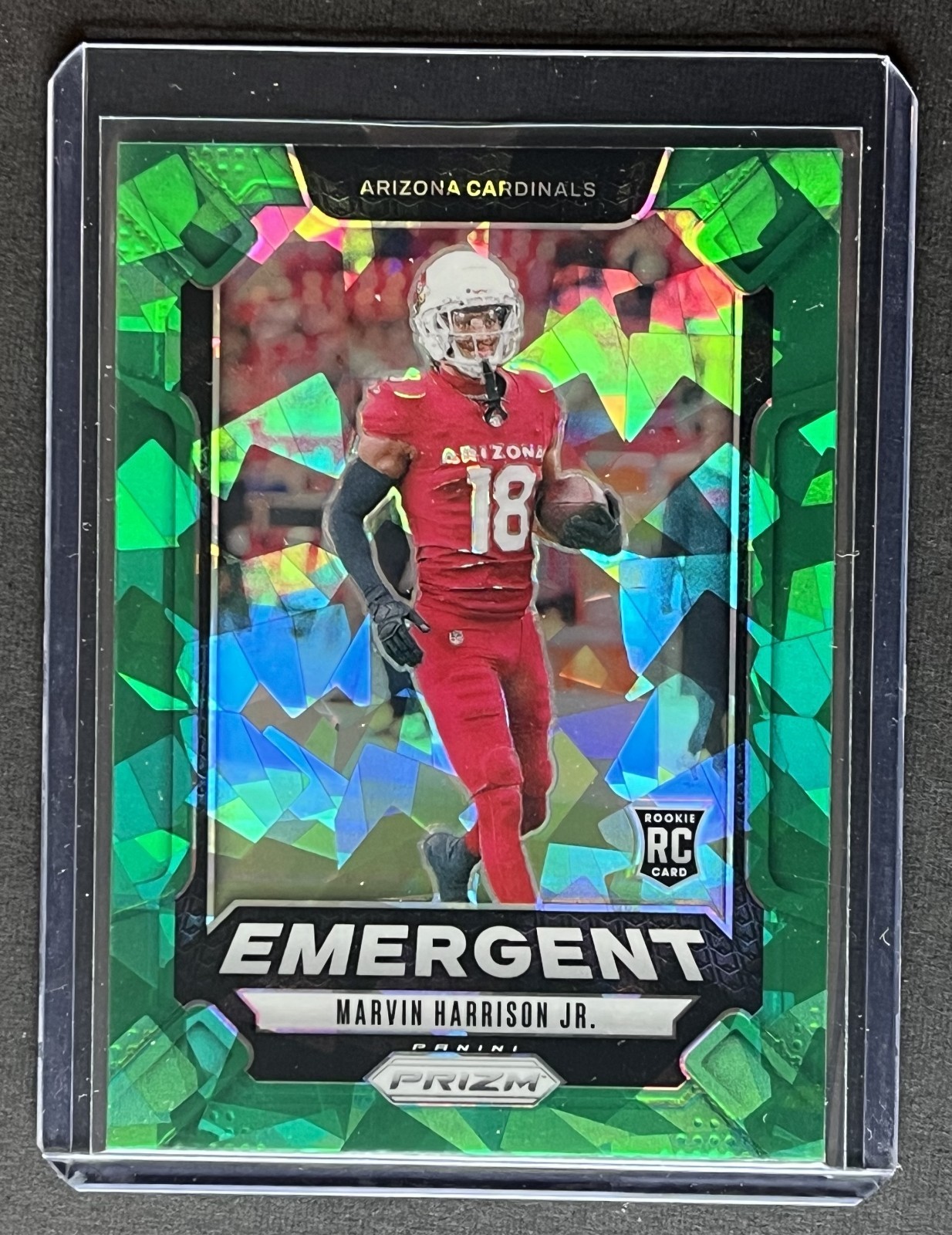 2024 Panini Prizm - Marvin Harrison Jr RC, #5 Emergent Green Ice Prizm Cardinals