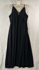 A New Day Black Maxi Dress Minimalist Summer Core Spaghetti Straps Elastic SZ XL
