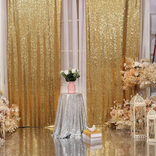 2 Pack 3x8Ft Gold Sequin Backdrop Curtains Glitter Photo Party Decoration Panels