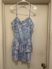 Wild Fable Pastel Floral Tiered Mini Dress Ruffle Strappy Cottagecore Size L