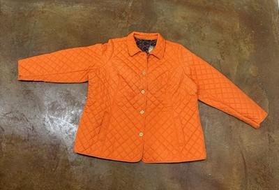 C Wonder Women s Quilted Puffer Jacket In Bright Orange With Navy Lining