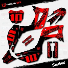 Black & Red Smokin Racing Graphics kit fits Honda CRF110 2019-2025 Decal 19-25