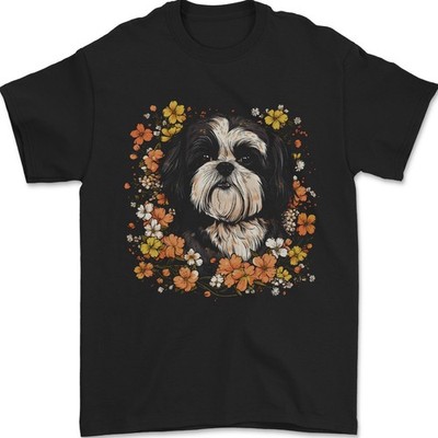 Ein Shih Tzu Hund Umgeben Von Blumen Herren T-Shirt 100% Baumwolle