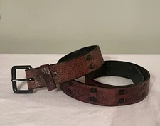 Vintage Levi Strauss & Co Leather Belt (Men's 32 brown) Distressed, Studded