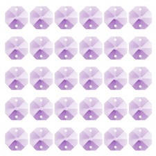 PATIKIL K9 Crystal Octagon Beads 2 Holes Pendants, 60 Pack 14mm, Light Purple