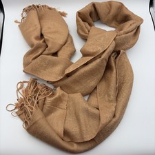 Light Tan Pashmina Silk Tassels Boho Jacquard Brown Beige Shawl Wrap Scarf 67x28