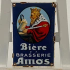 Brasserie Amos Enamel Sign - 30x20cm (11.8x7.9") - Nice Vintage Pub Beer Signage