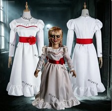 Annabelle Doll Costume Kids Adult Halloween Fancy Dress Horror Cosplay Dress
