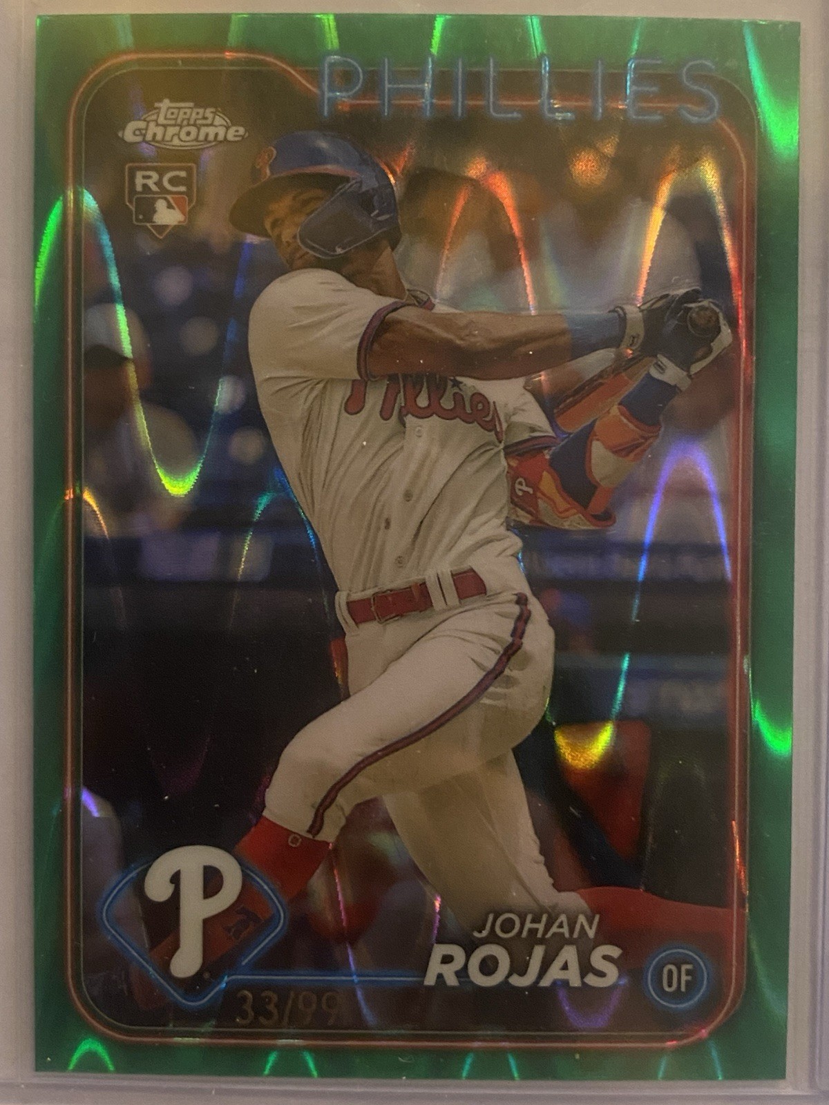 2024 Topps Chrome - Johan Rojas #273 Green RayWave Refractor /99 (RC)