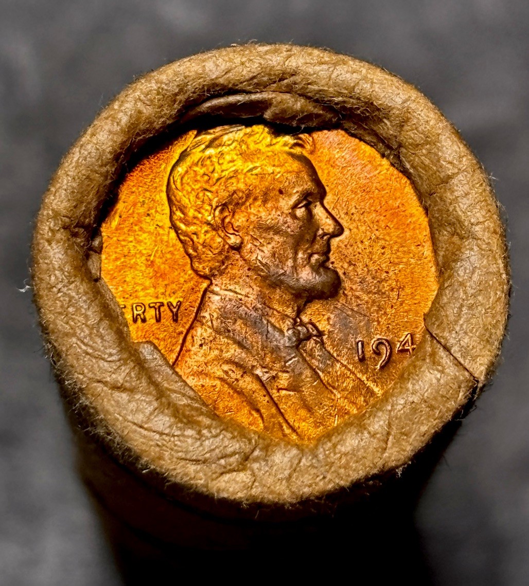 1944-S Lincoln Wheat Cent - Brilliant Uncirculated Choice RED Coin From OBW Bank Roll