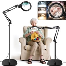 HQGZQL Large 30X 10X Floor Magnifying Glass with Light and Extra Large, Black