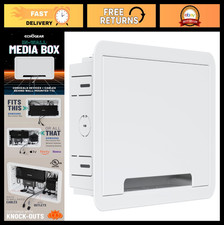 Caja multimedia de TV empotrada - Toma de pared de 9" y gabinete de red para Roku, Apple TV