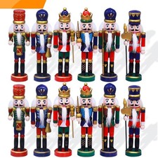 12 PCS Wooden Nutcracker Ornaments Set for Christmas Tree  Table Decor, 5.3