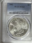 1882 Morgan Silver Dollar PCGS MS64 Business Strike Uncirculated $1