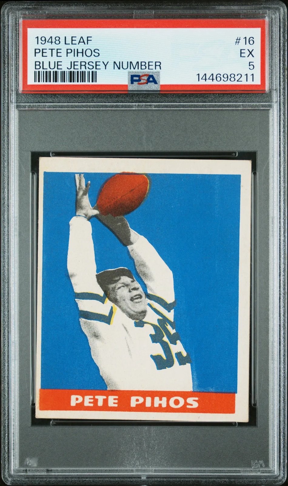 1948 Leaf #16 Pete Pihos Rookie Blue Jersey Number Eagles PSA 5