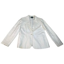 Lauren Ralph Lauren Women's Linen Blazer Size 12 Cream 1 Button Lined