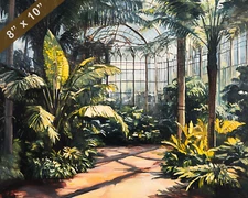 Chicago with Lincoln Park Conservatory oil painting 8x10 Print