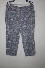 Ann Taylor LOFT Petites Sz 12P 36x24 Blue Floral Marisa Cropped Capri Pants