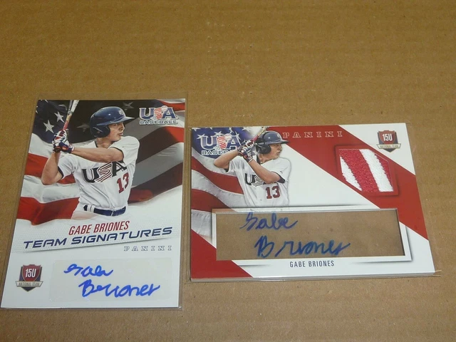 2015 Panini USA BOX SET GABE BRIONES LOT OF 2 AUTOGRAPH/AUTO JERSEY PATCH /20