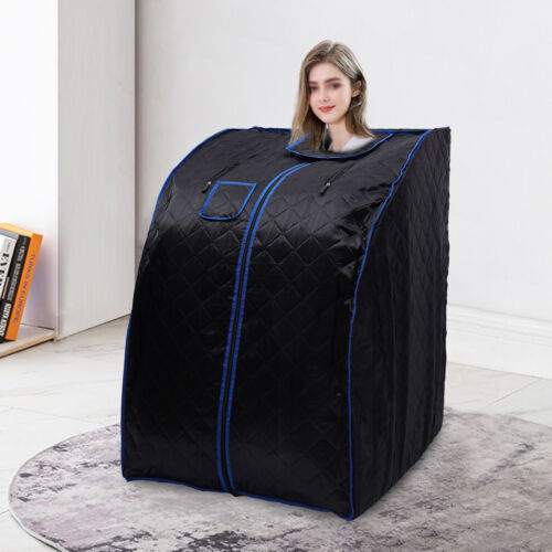 Home Infrared Sauna Portable Steam Sauna Kit +Folding Chair+Foot Massager Black