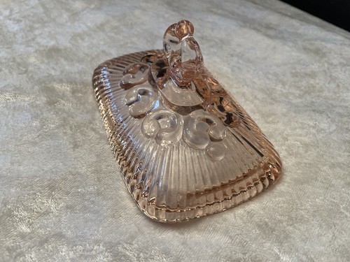 Indiana Glas ROSA Spitzenrand Vertiefung NUR DECKEL rechteckig Bonboniere 50er Jahre - Bild 5 von 7