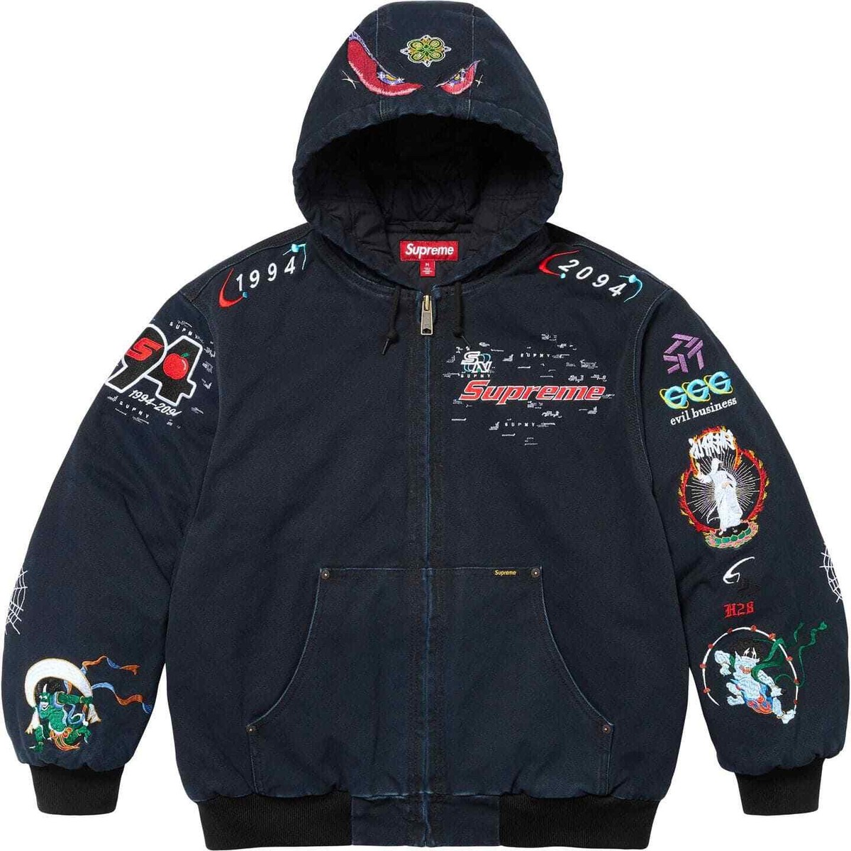ジャケット・アウター Supreme Eagle Hooded Work Jacket 21SS Supreme AOI Hooded Work Jacket Black Teal 2colors Size S-XXL New