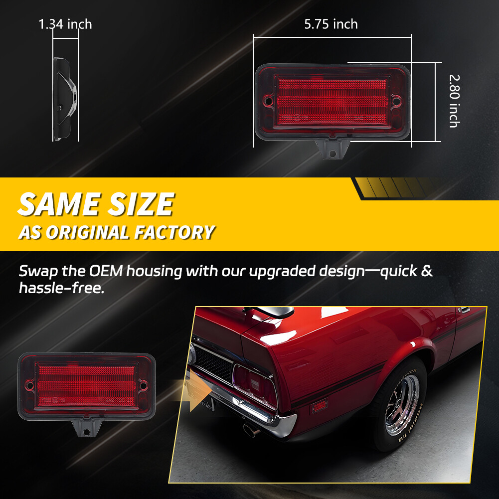 4PCS Amber Front & Red Rear Bumper Side Marker Lights For 1971-1973 Ford Mustang